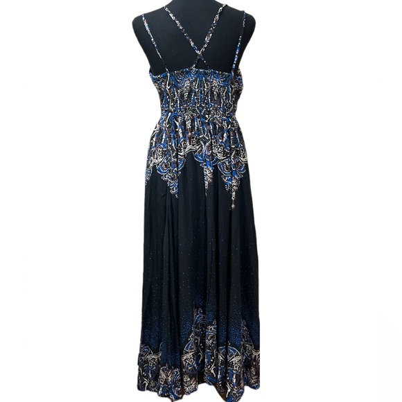 Free People Black and Blue Midi Dress - Picture 5 of 7